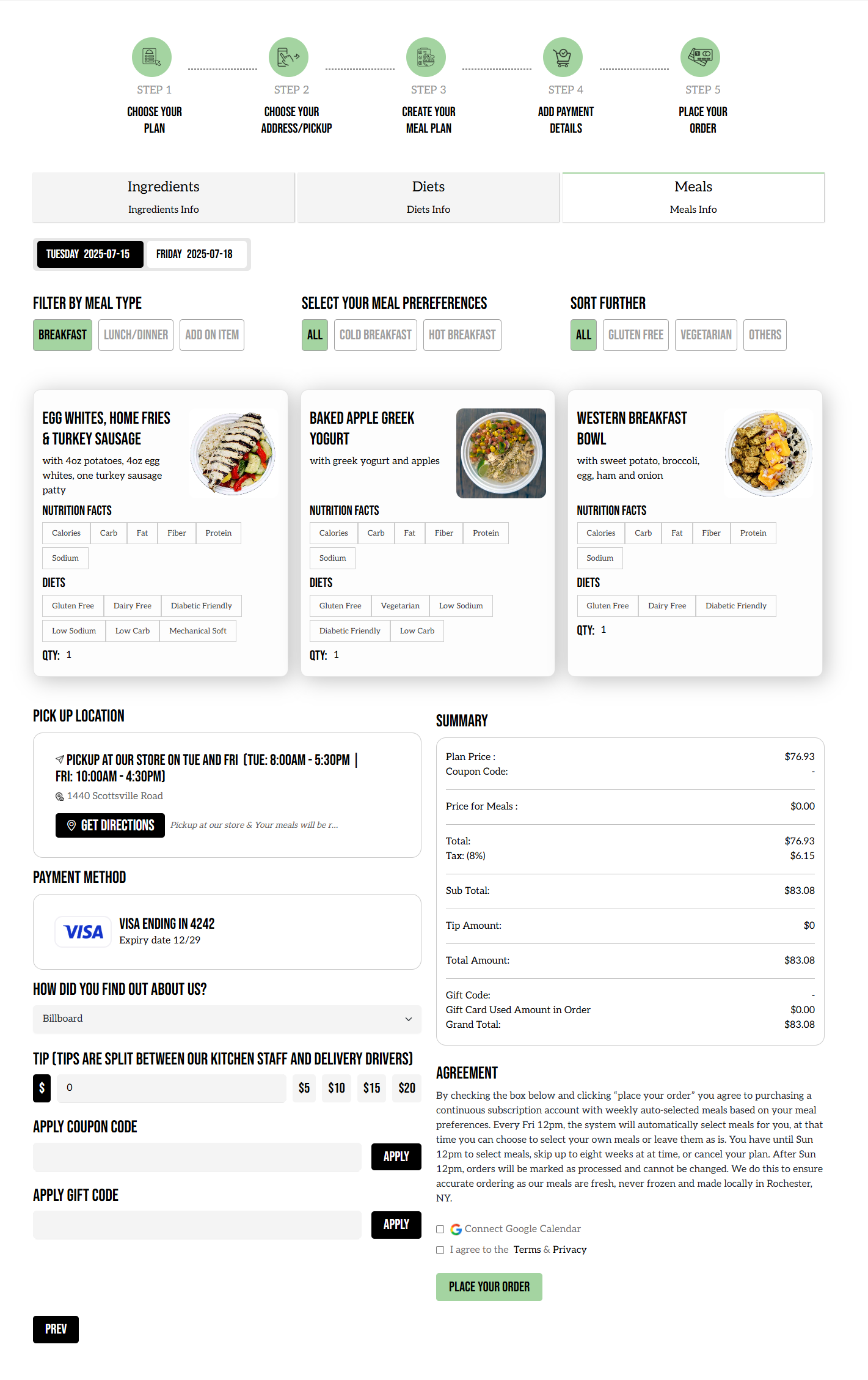 Effortlessly Healthy Place Order